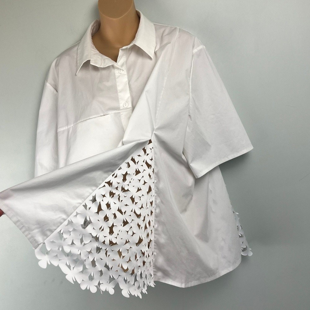 Paskal Atlas Laser Cut Butterfly Asymmetric Oversized Shirt Womens L Avant-garde - Picture 4 of 12